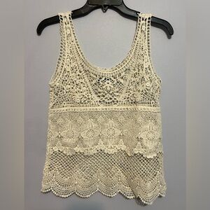American Eagle cream crochet lace tank top in small